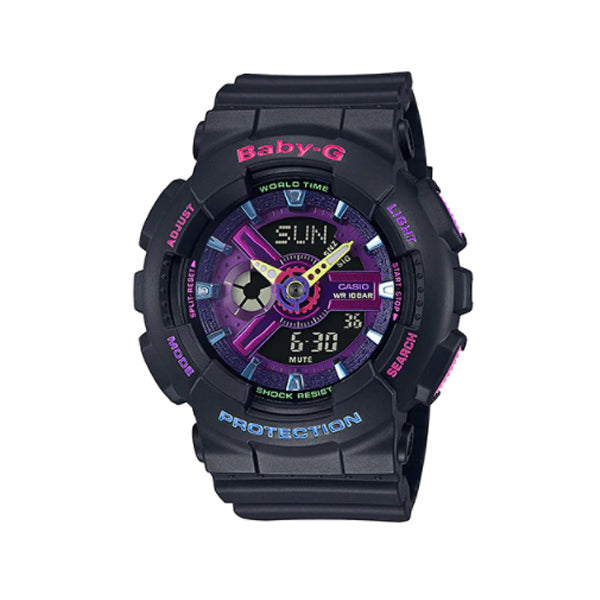 Casio Baby-G BA110 Series Special Colour Models Decora Style Black Resin Band Watch BA110TM-1A BA-110TM-1A Watchspree
