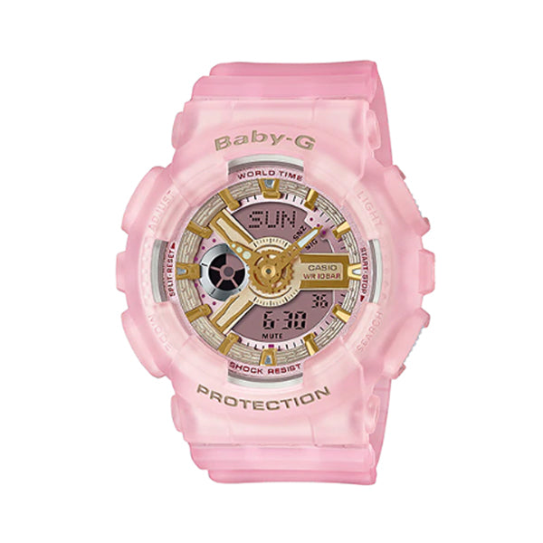 Casio Baby-G BA110 Series Special Colour Models Semi Transparent Pink Resin Band Watch BA110SC-4A BA-110SC-4A Watchspree