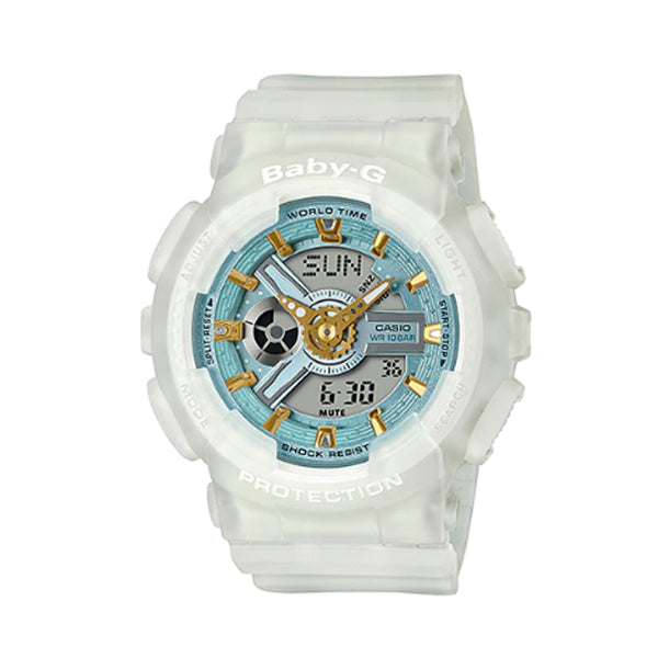 Casio Baby-G BA110 Series Special Colour Models Semi Transparent White Resin Band Watch BA110SC-7A BA-110SC-7A Watchspree