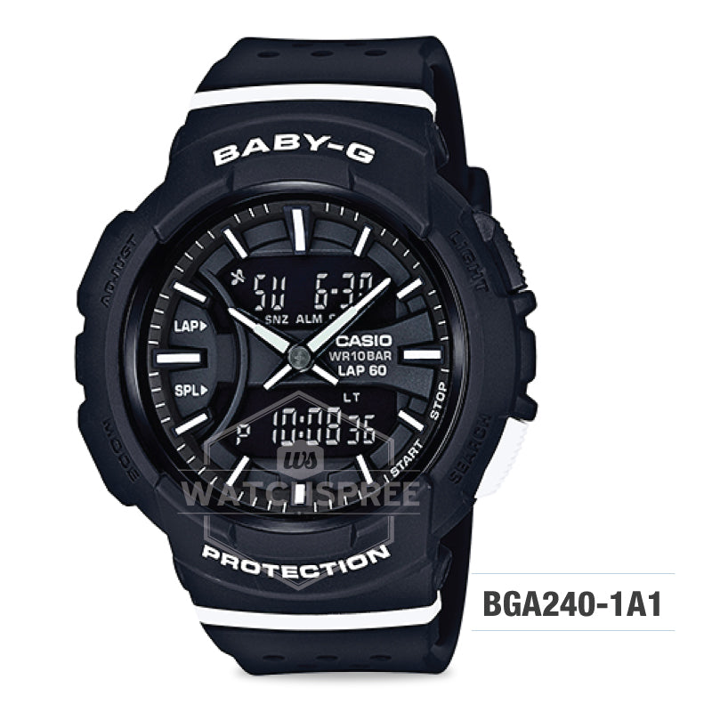 Casio Baby-G BGA-240 Series Black Resin Band Watch BGA240-1A1 Watchspree