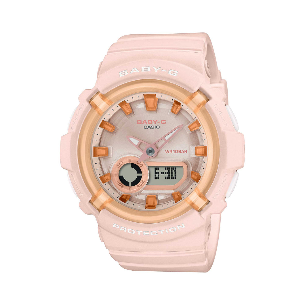 Casio Baby-G BGA-280 Lineup Sweets Collection Candy Coloured Peach Translucent Resin Band Watch BGA280SW-4A BGA-280SW-4A Watchspree