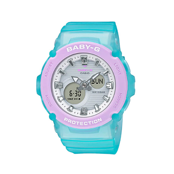 Casio Baby-G BGA270 Series in Pastel Colours Semi-Transparent Blue Resin Band Watch BGA270-2A BGA-270-2A Watchspree