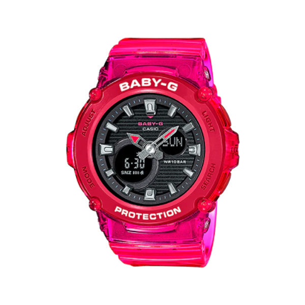 Casio Baby-G BGA270 Series in Summer Colours Pink Semi Transparent Resin Band Watch BGA270S-4A BGA-270S-4A Watchspree