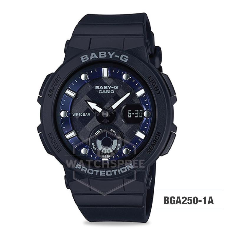 Casio Baby-G Beach Traveler Series Black Resin Band Watch BGA250-1A BGA-250-1A Watchspree