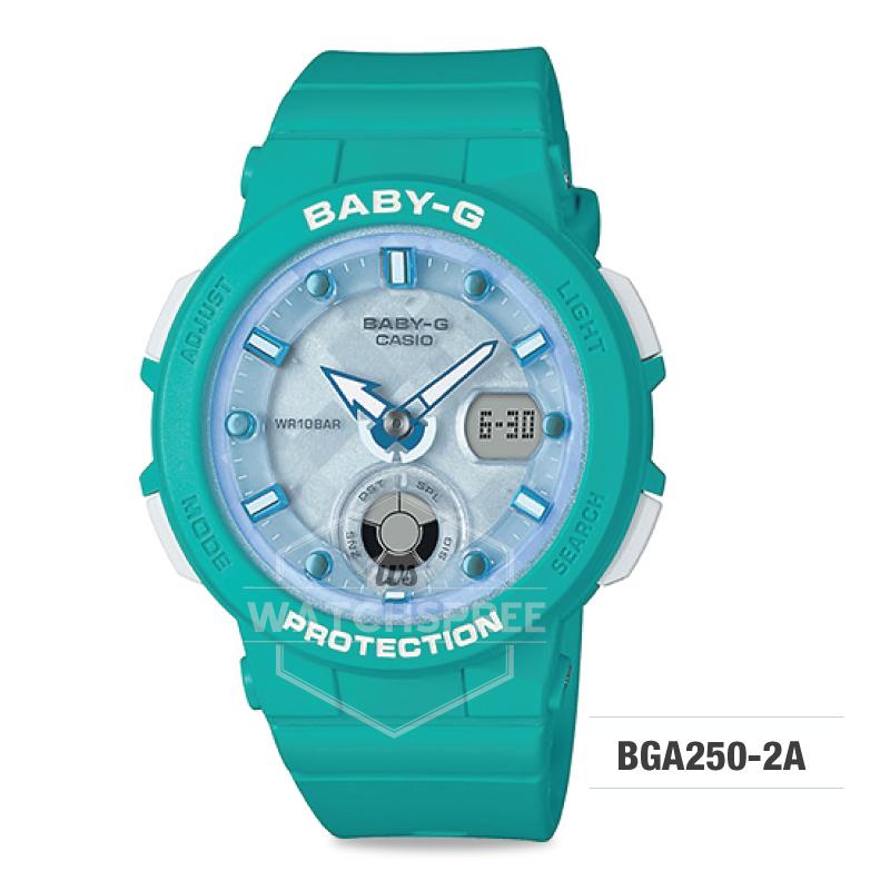 Casio Baby-G Beach Traveler Series Blue Green Resin Band Watch BGA250-2A BGA-250-2A Watchspree