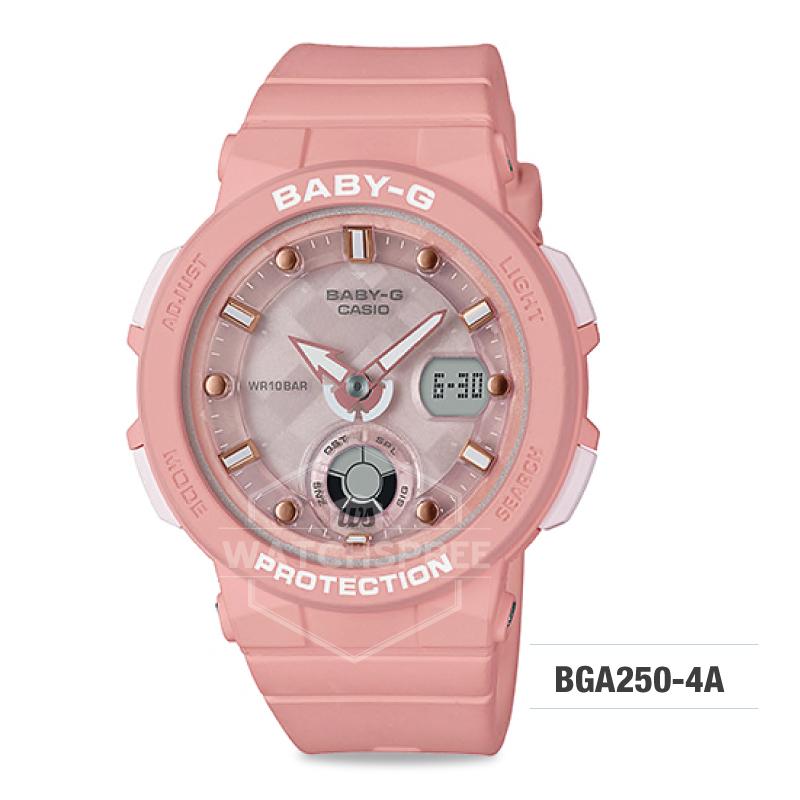 Casio Baby-G Beach Traveler Series Pastel Pink Resin Band Watch BGA250-4A BGA-250-4A Watchspree