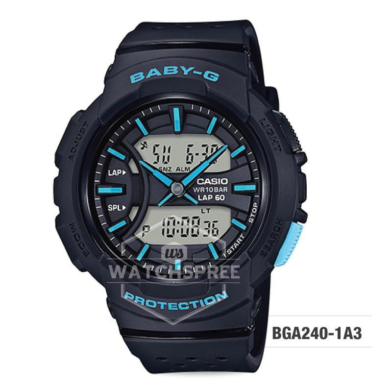 Casio Baby-G For Running Series Neon Color Models Black Resin Band Watch BGA240-1A3 Watchspree