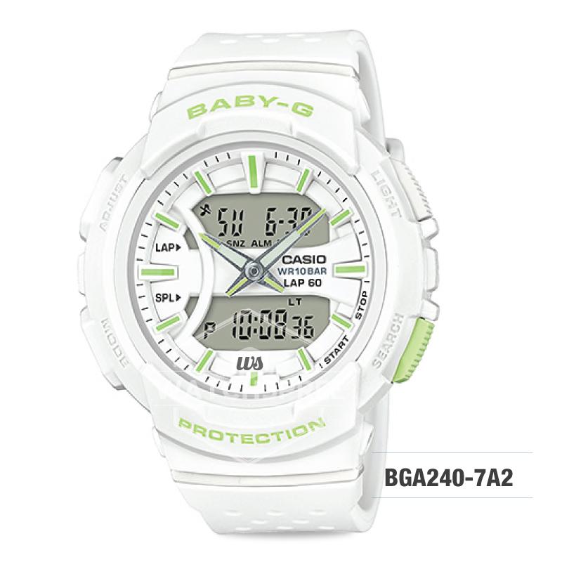 Casio Baby-G For Running Series Neon Color Models White Resin Band Watch BGA240-7A2 Watchspree
