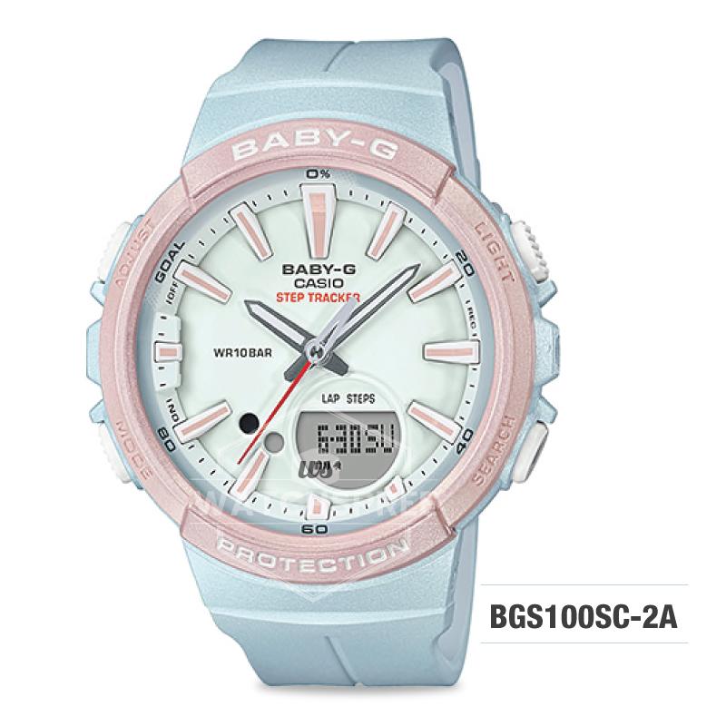 Casio Baby-G For Running Series Step Tracker Light Blue Resin Band Watch BGS100SC-2A BGS-100SC-2A Watchspree