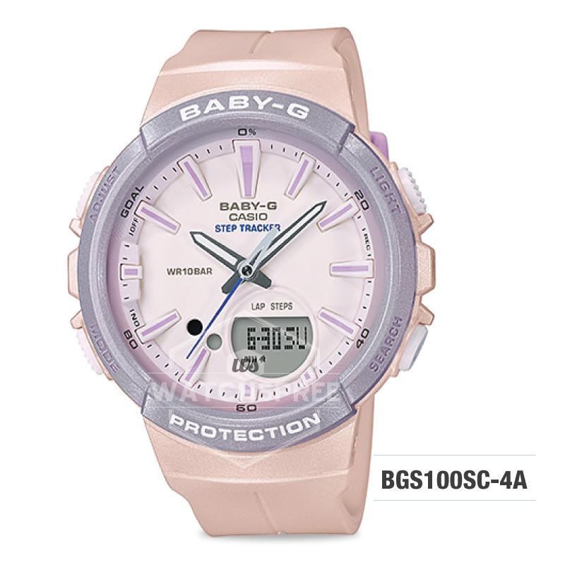 Casio Baby-G For Running Series Step Tracker Pink Pastel Resin Band Watch BGS100SC-4A BGS-100SC-4A Watchspree