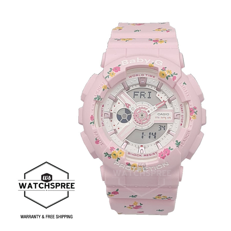 Casio Baby-G Little Sunny Bite Collaboration Model Pink Floral Resin Band Watch BA110LSB-4A BA-110LSB-4A Watchspree