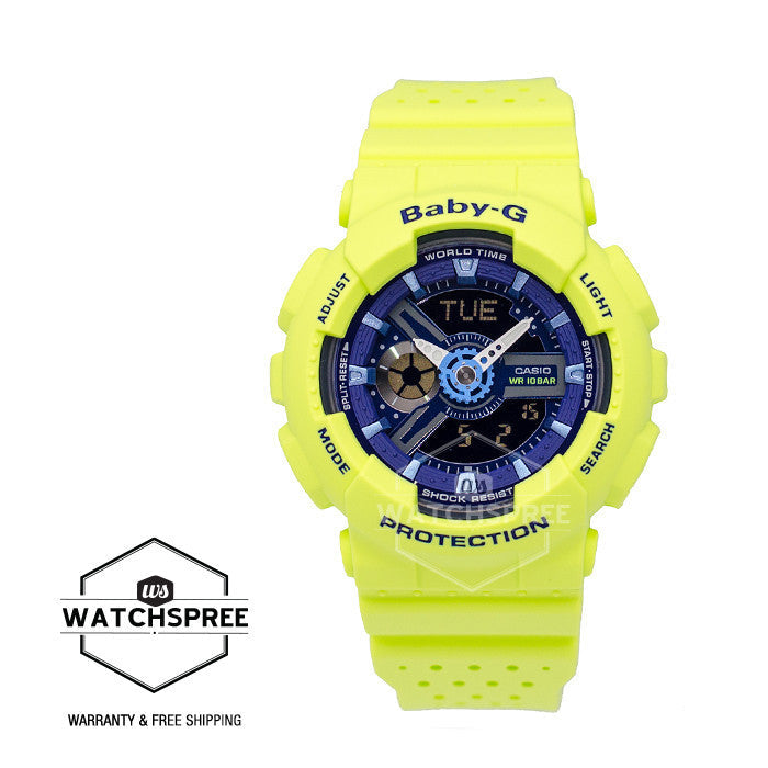 Casio Baby-G New Punching Pattern BA-110 Series Neon Green Resin Watch BA-110PP-3A BA110PP-3A Watchspree