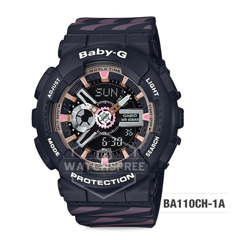 Casio Baby-G PUNTO IT DESIGN BA-110 Series Black and Pastel Pink Resin Band Watch BA110CH-1A Watchspree