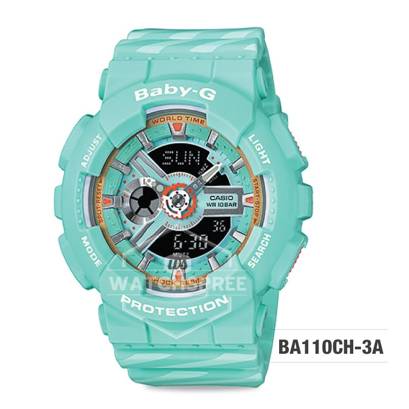 Casio Baby-G PUNTO IT DESIGN BA-110 Series Emerald Green and Pastel Blue Resin Band Watch BA110CH-3A Watchspree