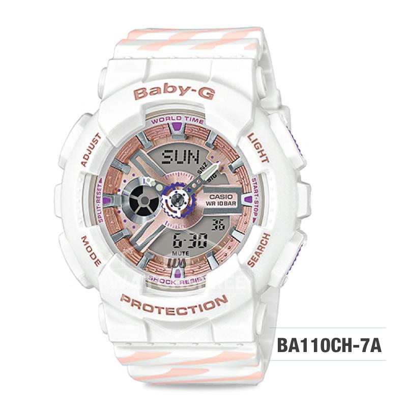Casio Baby-G PUNTO IT DESIGN BA-110 Series White and Pastel Pink Resin Band Watch BA110CH-7A Watchspree