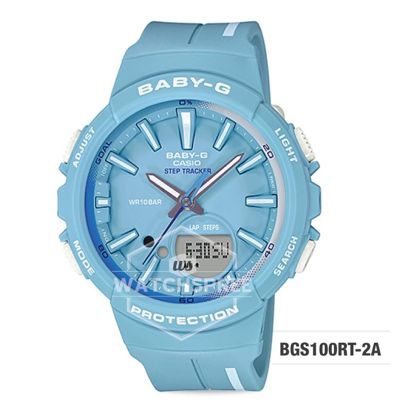 Casio Baby-G PUNTO IT DESIGN BGS-100 Step Tracker For Running Series Pastel Blue Resin Band Watch BGS100RT-2A Watchspree