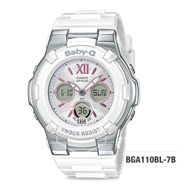 Casio Baby-G Pastel Color Series White Resin Band Watch BGA110BL-7B BGA-110BL-7B Watchspree