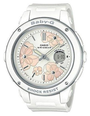 Casio Baby-G Popular Wide Face White Resin Band Watch BGA150FL-7A BGA-150FL-7A Watchspree