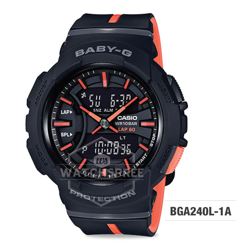 Casio Baby-G Running Series Black Resin Band Watch BGA240L-1A Watchspree