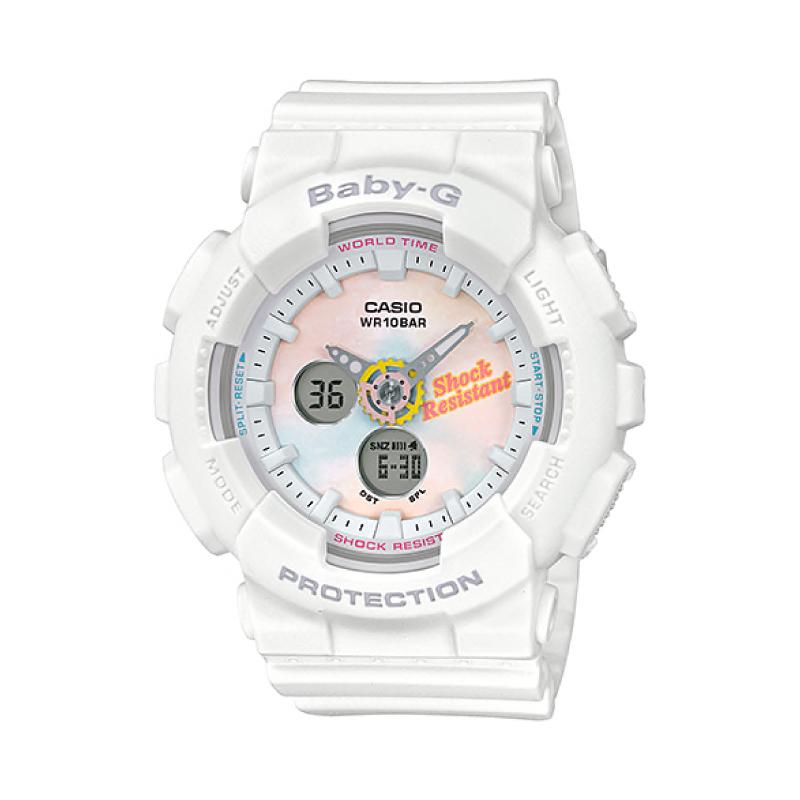 Casio Baby-G Standard Analog-Digital Beach Fashions White Resin Band Watch BA120T-7A BA-120T-7A Watchspree
