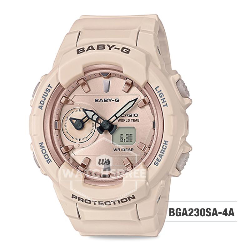 Casio Baby-G Standard Analog Digital Pink Beige Resin Band Watch BGA230SA-4A BGA-230SA-4A Watchspree