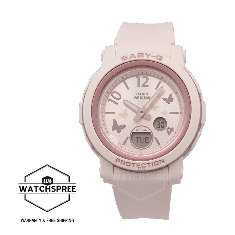 Casio Baby-G Standard Analog-Digital with Butterflies Accents Pink Resin Band Watch BGA290BD-4A BGA-290BD-4A Watchspree