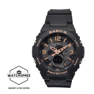 Casio Baby-G Standard Analog-Digital with Floral Dial Black Resin Band Watch BGA260FL-1A BGA-260FL-1A Watchspree