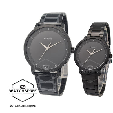 Casio Couple Black Ion Plated Stainless Steel Band Watch LTPB115B-1E MTPB115B-1E [Couple Watch Set] Watchspree