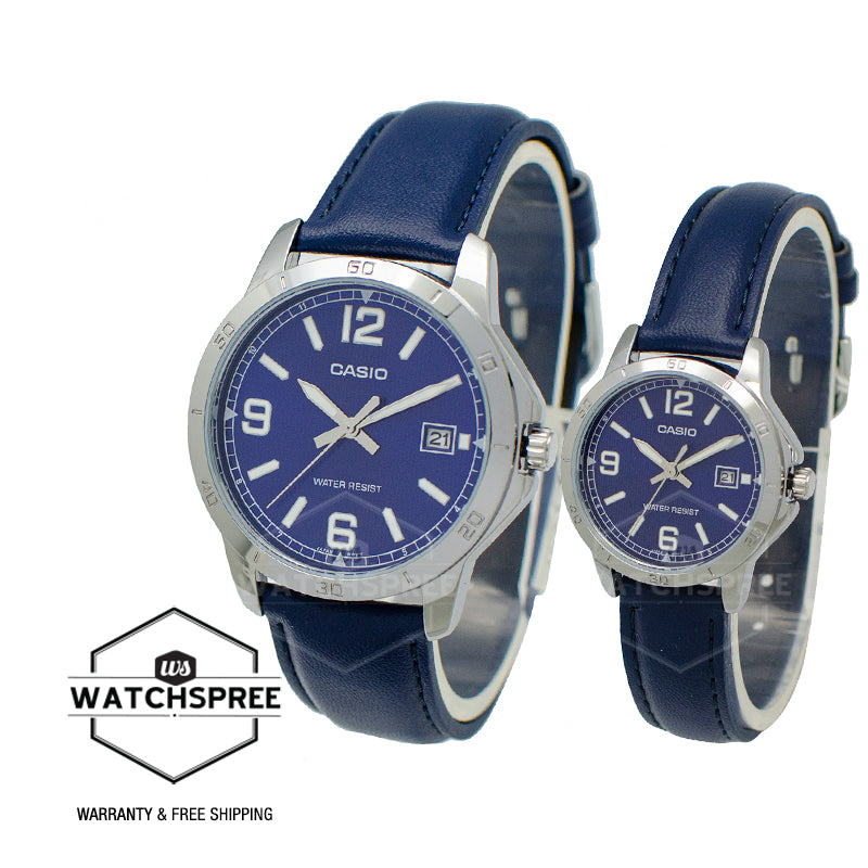 Casio Couple Leather Strap Watch LTPV004L-2B MTPV004L-2B [Couple Watch Set] Watchspree