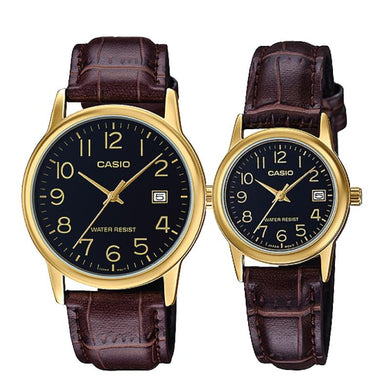Casio Couple Leather Watch LTPV002GL-1B MTPV002GL-1B Watchspree