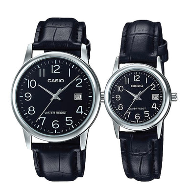 Casio Couple Leather Watch 	LTPV002L-1B 	MTPV002L-1B Watchspree