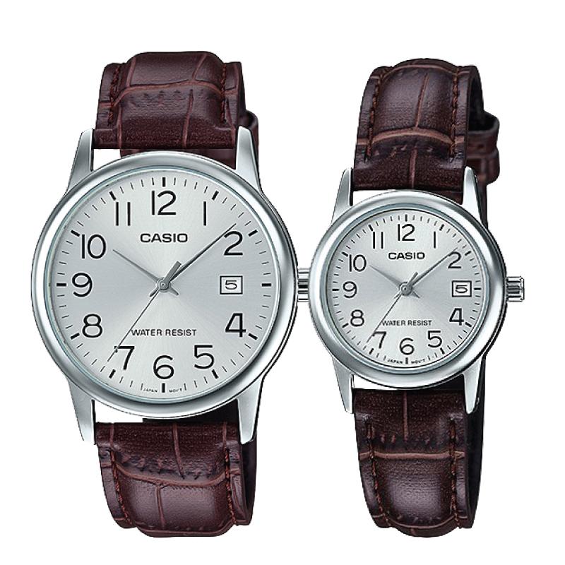Casio Couple Leather Watch 	LTPV002L-7B2 MTPV002L-7B2 Watchspree
