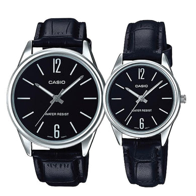 Casio Couple Leather Watch LTPV005L-1B MTPV005L-1B Watchspree