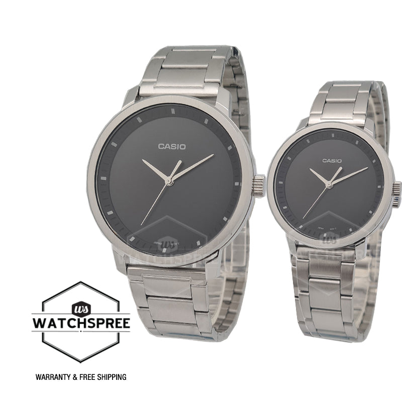 Casio Couple Stainless Steel Band Watch LTPB115D-1E MTPB115D-1E [Couple Watch Set] Watchspree
