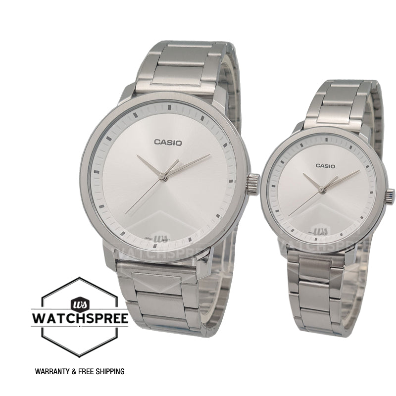 Casio Couple Stainless Steel Band Watch LTPB115D-7E MTPB115D-7E [Couple Watch Set] Watchspree