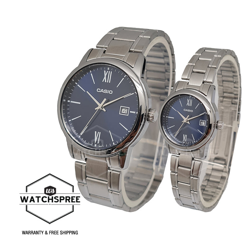 Casio Couple Stainless Steel Band Watch LTPV002D-2B3 MTPV002D-2B3 [Couple Watch Set] Watchspree