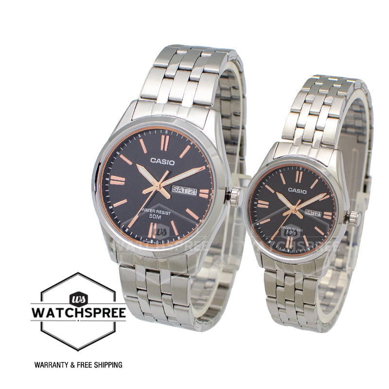 Casio Couple Stainless Steel Watch LTP1335D-1A2 MTP1335D-1A2 [Couple Watch Set] Watchspree