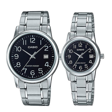 Casio Couple Stainless Steel Watch LTPV002D-1B MTPV002D-1B Watchspree