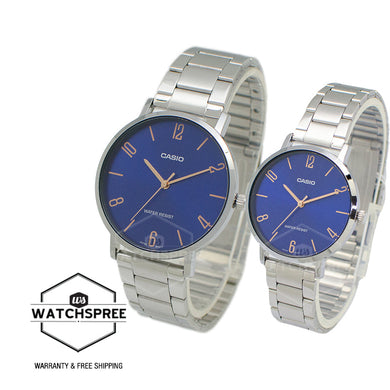 Casio Couple Stainless Steel Watch LTPVT01D-2B2 MTPVT01D-2B2 [Couple Watch Set] Watchspree