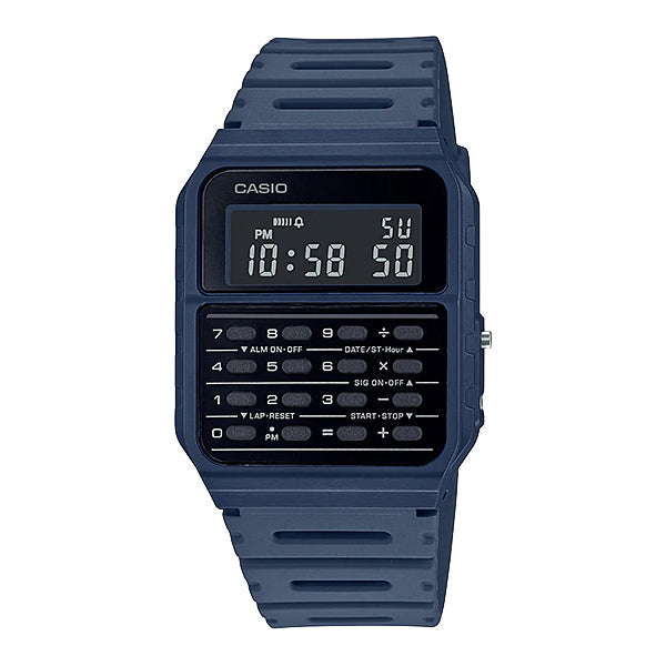 Casio Data Bank Calculator Blue Resin Band Watch CA53WF-2B CA-53WF-2B Watchspree