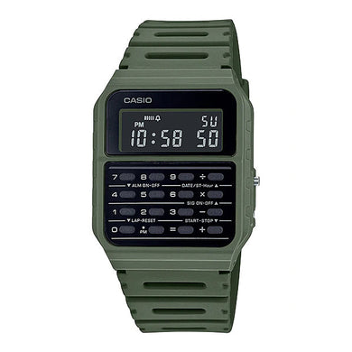 Casio Data Bank Calculator Green Resin Band Watch CA53WF-3B CA-53WF-3B Watchspree