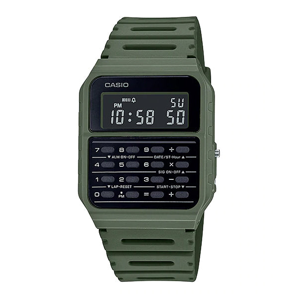 Casio Data Bank Calculator Green Resin Band Watch CA53WF-3B CA-53WF-3B Watchspree