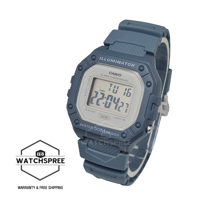 Casio Digital Blue Resin Band Watch W218HC-2A W-218HC-2A [Kids] Watchspree
