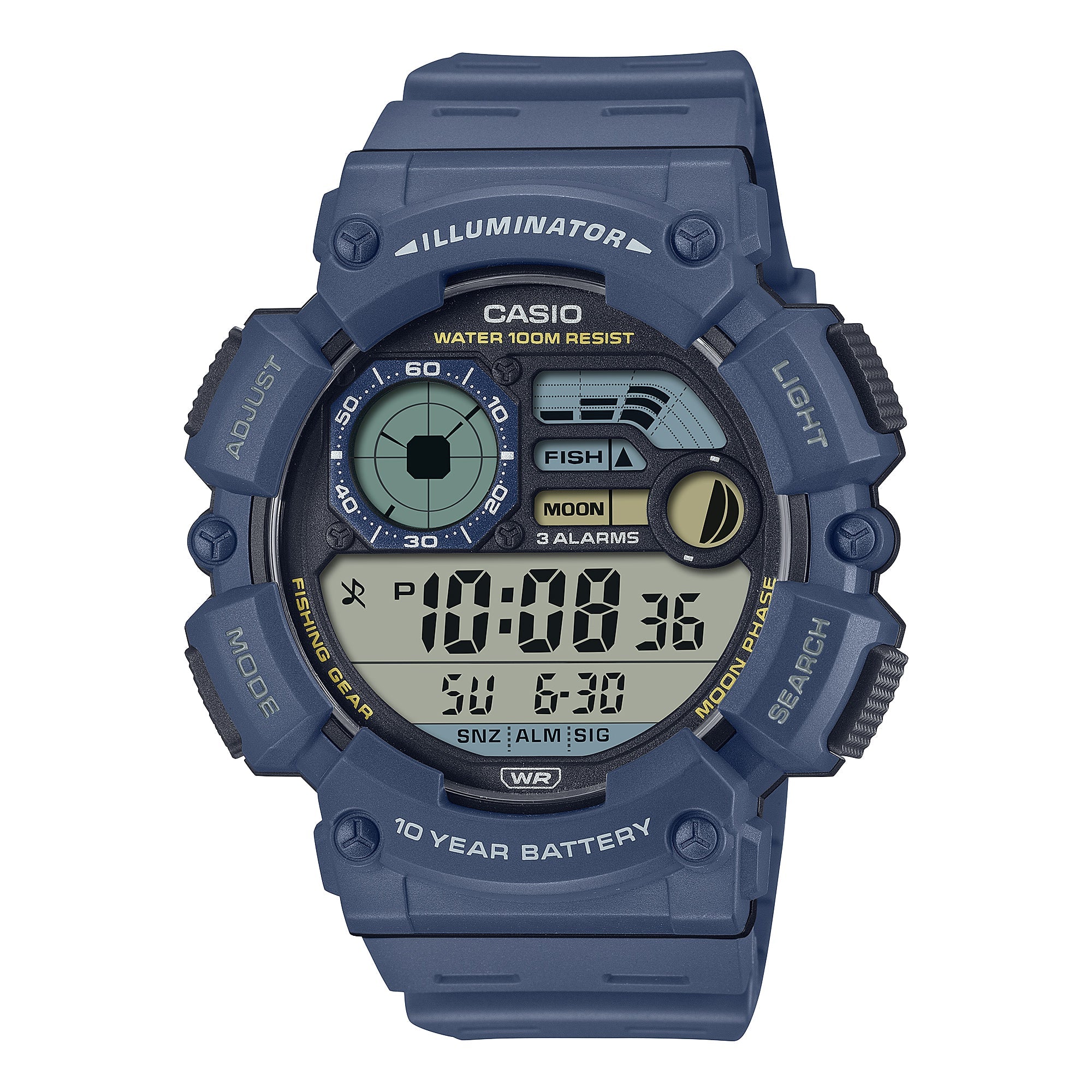 Casio Digital Dual Time Blue Resin Band Watch WS1500H-2A WS-1500H-2A Watchspree