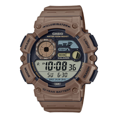 Casio Digital Dual Time Brown Resin Band Watch WS1500H-5A WS-1500H-5A Watchspree