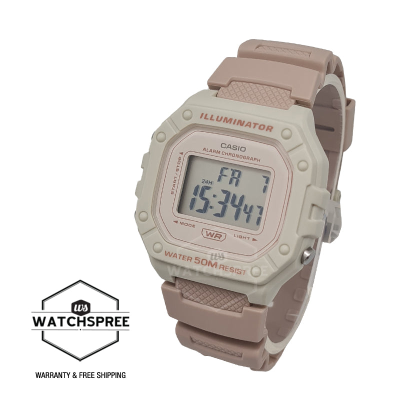 Casio Digital Pale Pink Resin Band Watch W218HC-4A2 W-218HC-4A2 [Kids] Watchspree