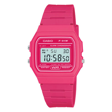 Casio Digital Pink Resin Band Watch F91WC-4A F-91WC-4A [Kids] Watchspree