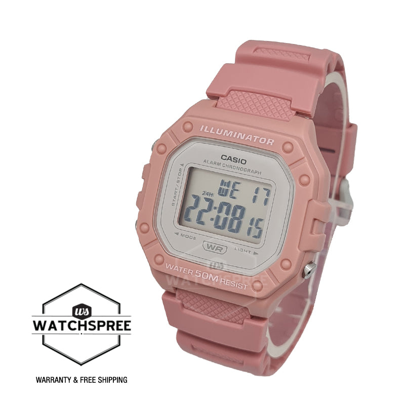 Casio Digital Pink Resin Band Watch W218HC-4A W-218HC-4A [Kids] Watchspree