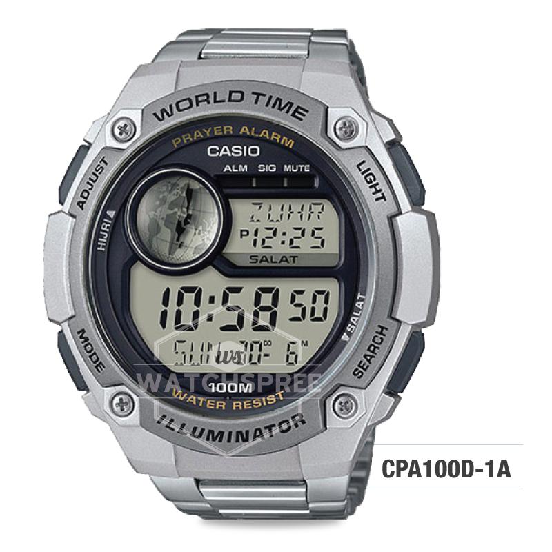 Casio Digital Prayer Alarm Stainless Steel Band Watch CPA100D-1A Watchspree