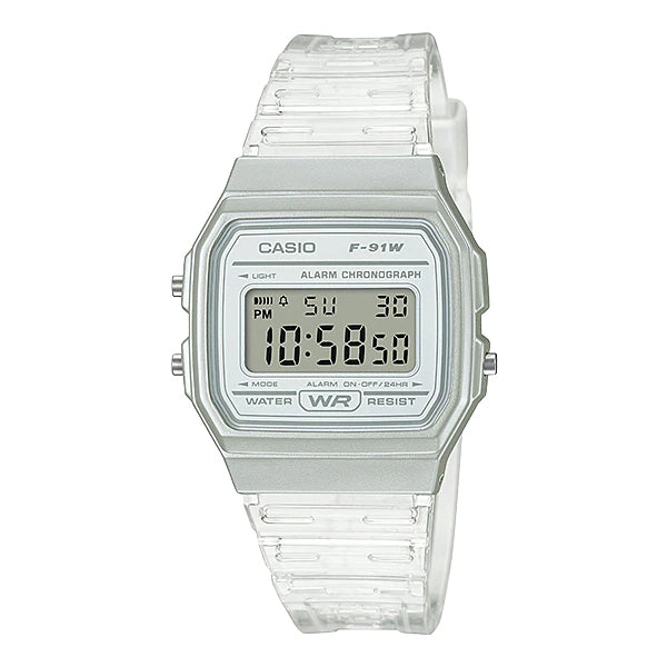 Casio Digital Transparent Resin Band Watch F91WS-7D F-91WS-7 Watchspree